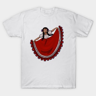 La Mexicana Bailando / The Mexican Woman Dances (RED) T-Shirt